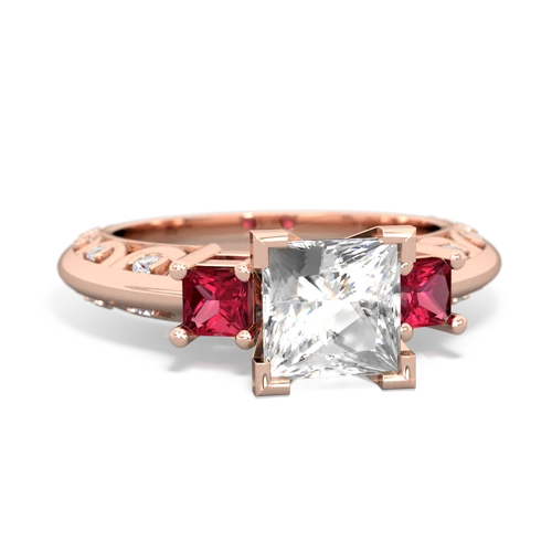 white topaz-lab ruby engagement ring