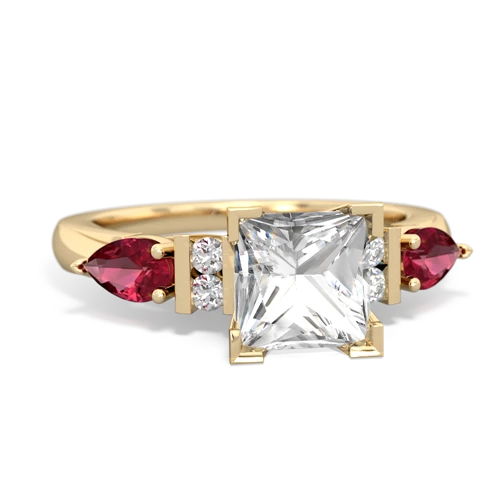 white topaz-lab ruby engagement ring