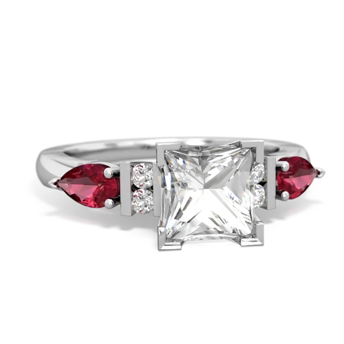 white topaz-lab ruby engagement ring