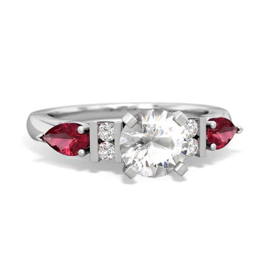 white topaz-lab ruby engagement ring