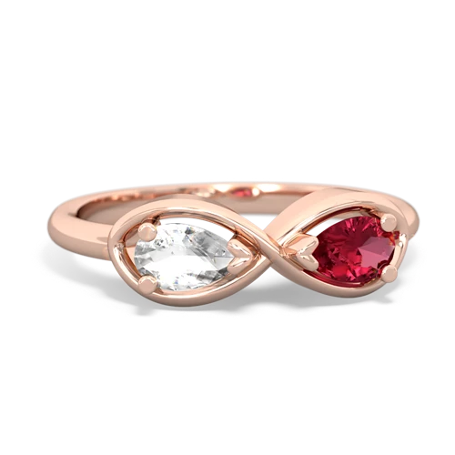 white topaz-lab ruby infinity ring