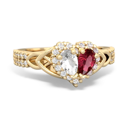 white topaz-lab ruby keepsake engagement ring