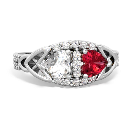white topaz-lab ruby keepsake engagement ring