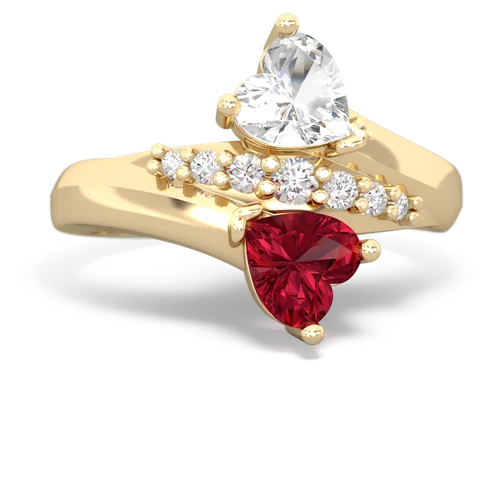 white topaz-lab ruby modern ring
