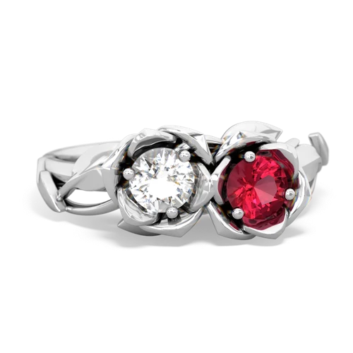 white topaz-lab ruby roses ring