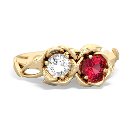 white topaz-lab ruby roses ring