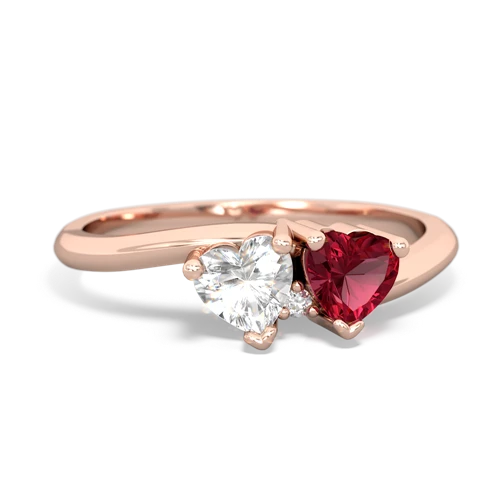 white topaz-lab ruby sweethearts promise ring