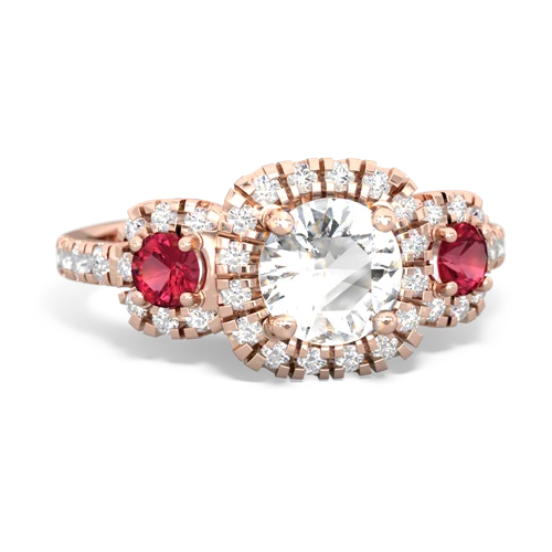 White Topaz Genuine White Topaz with Lab Created Ruby and Genuine Opal Regal Halo ring Ring