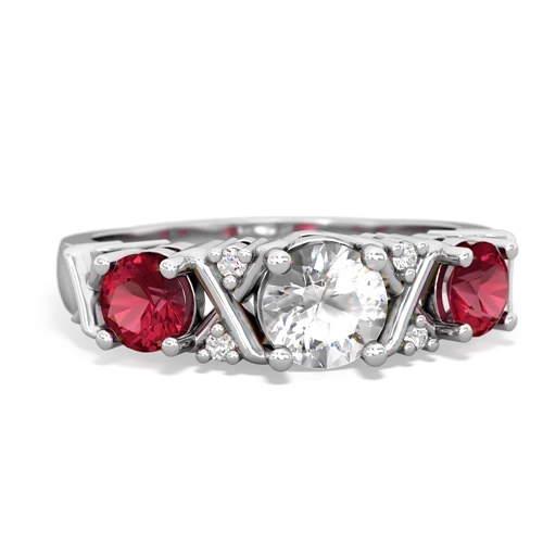 white topaz-lab ruby timeless ring