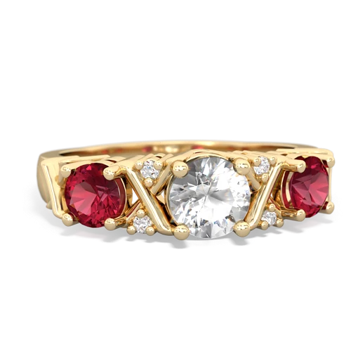 white topaz-lab ruby timeless ring