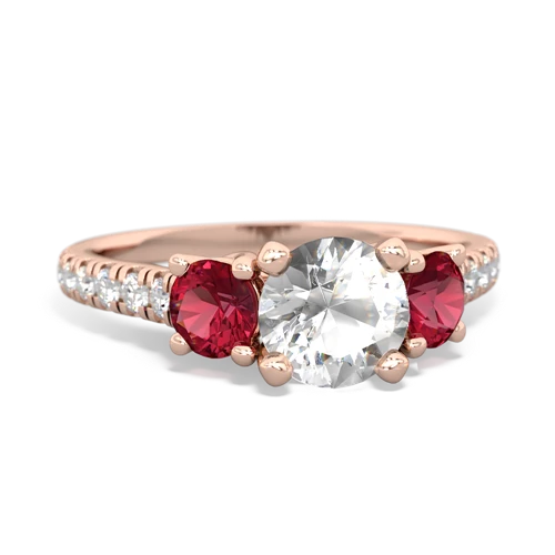 white topaz-lab ruby trellis pave ring