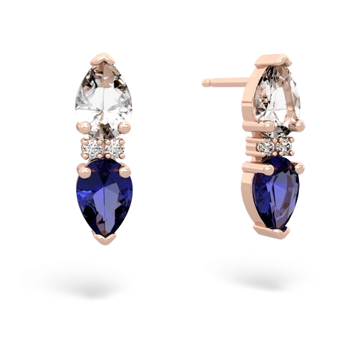 white topaz-lab sapphire bowtie earrings