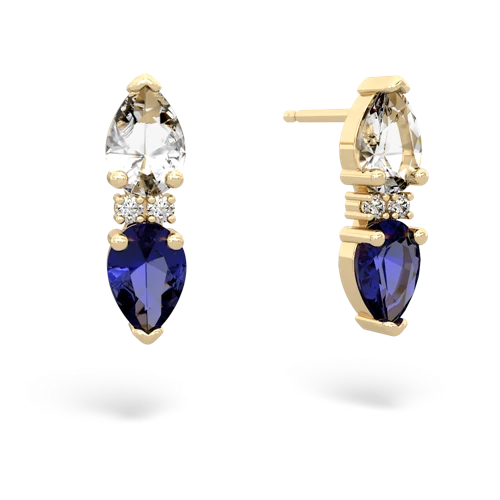 white topaz-lab sapphire bowtie earrings