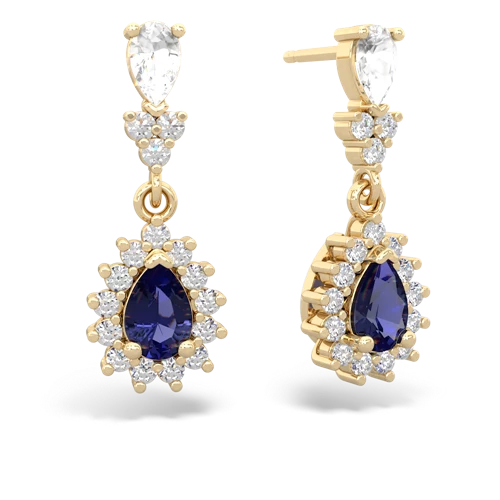 White Topaz Genuine White Topaz with Lab Created Sapphire Halo Pear Dangle earrings Earrings