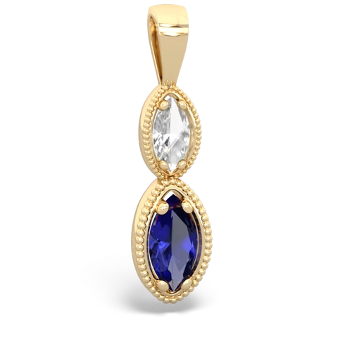 White Topaz Genuine White Topaz with Lab Created Sapphire Antique-style Halo pendant Pendant