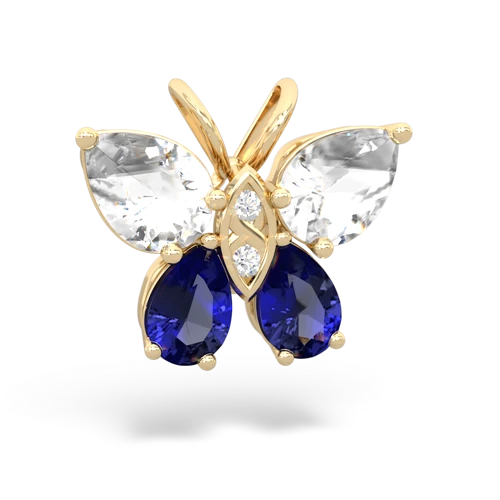 white topaz-lab sapphire butterfly pendant