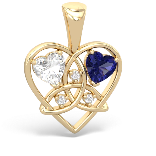 white topaz-lab sapphire celtic heart pendant