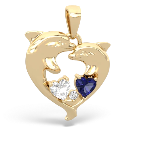 White Topaz Genuine White Topaz with Lab Created Sapphire Dolphin Heart pendant Pendant