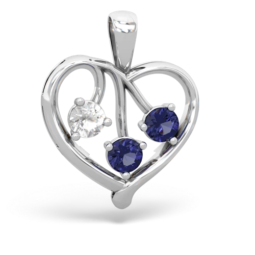 White Topaz Genuine White Topaz with Lab Created Sapphire and Genuine Black Onyx Glowing Heart pendant Pendant