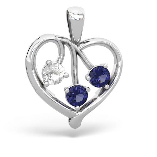 white topaz-lab sapphire love heart pendant