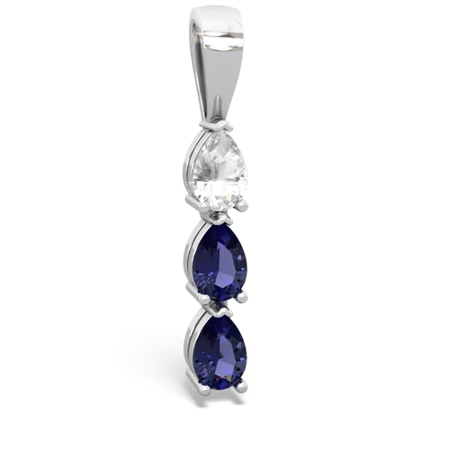 white topaz-lab sapphire three stone pendant