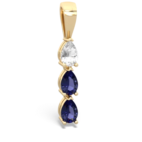 white topaz-lab sapphire three stone pendant