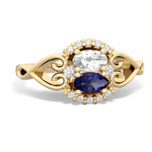 White Topaz Genuine White Topaz with Lab Created Sapphire Love Nest ring Ring