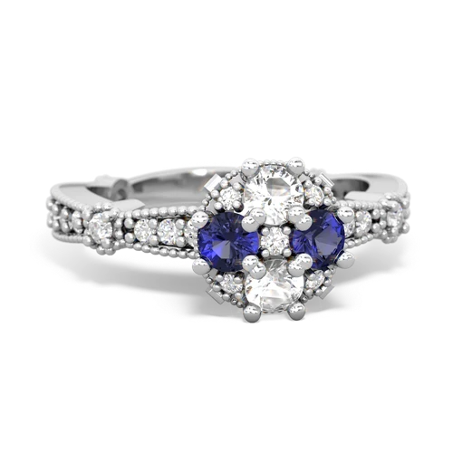 white topaz-lab sapphire art deco engagement ring