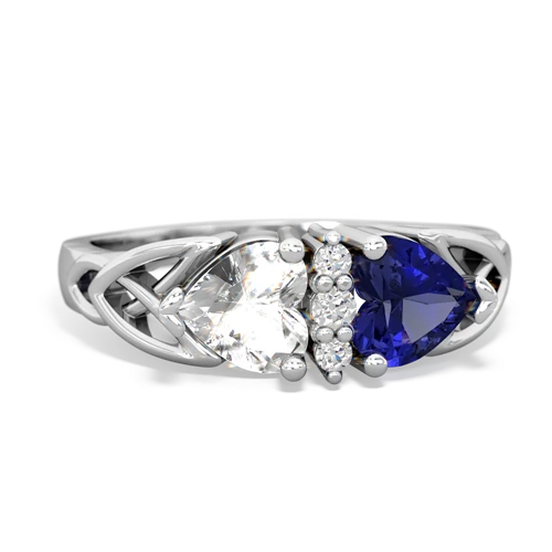 white topaz-lab sapphire celtic ring