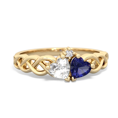 White Topaz Genuine White Topaz with Lab Created Sapphire Heart to Heart Braid ring Ring