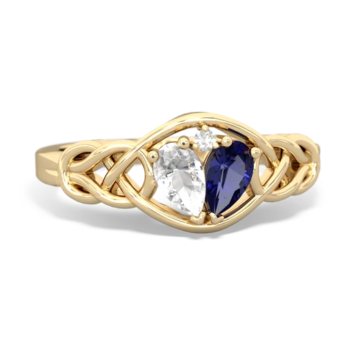 White Topaz Genuine White Topaz with Lab Created Sapphire Celtic Love Knot ring Ring