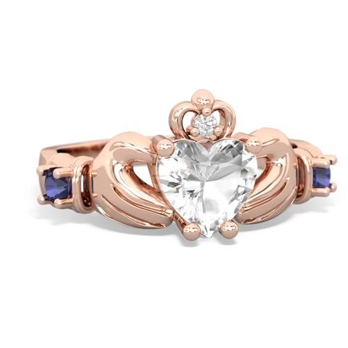 White Topaz Genuine White Topaz with Lab Created Sapphire and Genuine Pink Tourmaline Claddagh ring Ring