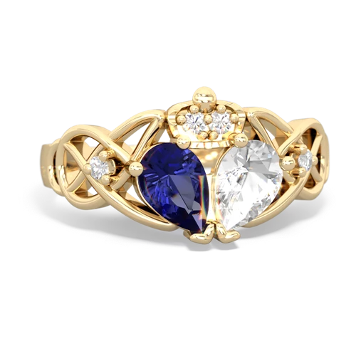 White Topaz Genuine White Topaz with Lab Created Sapphire Two Stone Claddagh ring Ring