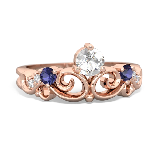 White Topaz Genuine White Topaz with Lab Created Sapphire and Genuine Pink Tourmaline Crown Keepsake ring Ring