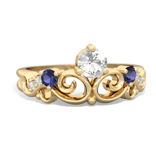 white topaz-lab sapphire crown keepsake ring