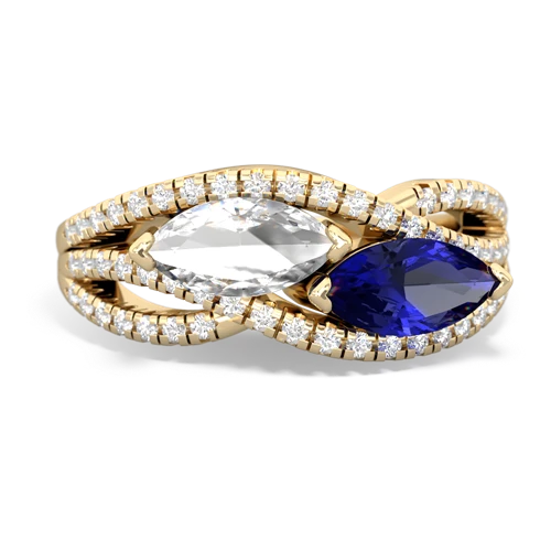 White Topaz Genuine White Topaz with Lab Created Sapphire Diamond Rivers ring Ring