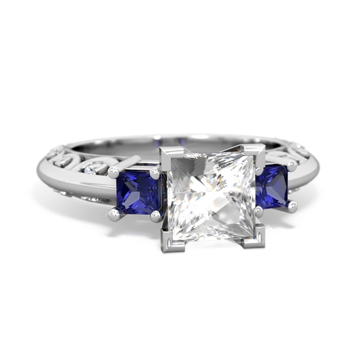 White Topaz Genuine White Topaz with Lab Created Sapphire and Genuine Pink Tourmaline Art Deco ring Ring