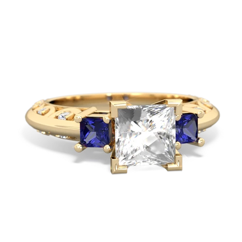 White Topaz Genuine White Topaz with Lab Created Sapphire and  Art Deco ring Ring