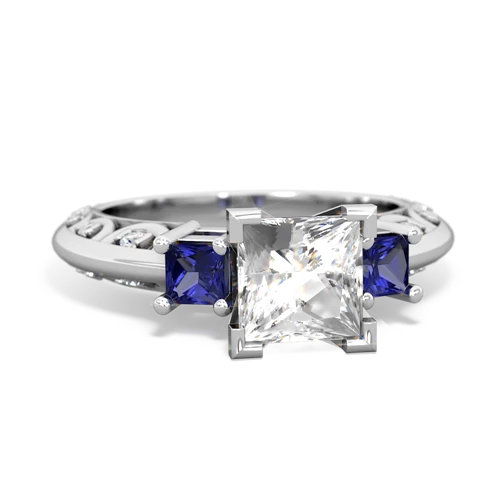 white topaz-lab sapphire engagement ring