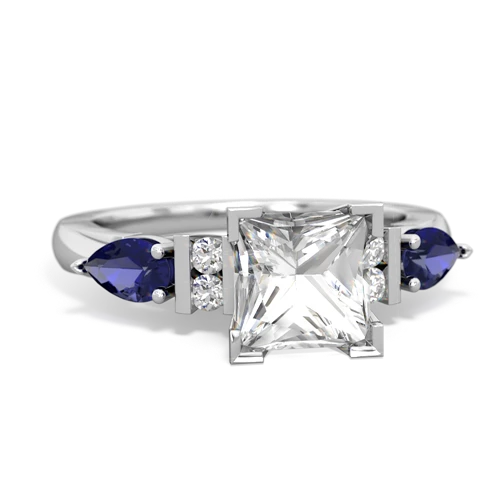 white topaz-lab sapphire engagement ring