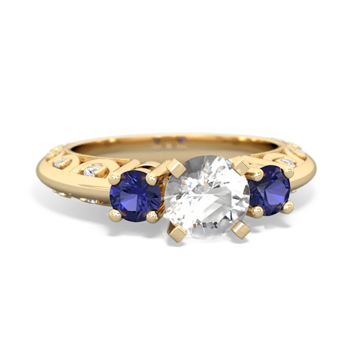 White Topaz Genuine White Topaz with Lab Created Sapphire Art Deco ring Ring
