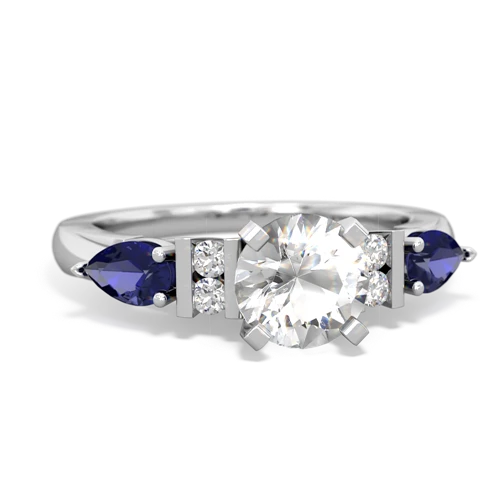 white topaz-lab sapphire engagement ring