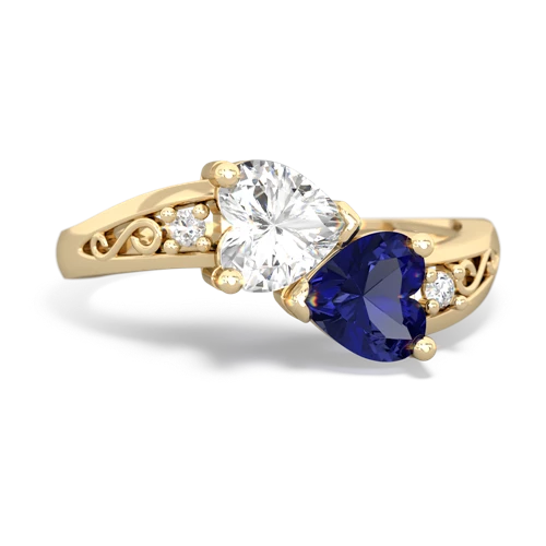 White Topaz Genuine White Topaz with Lab Created Sapphire Snuggling Hearts ring Ring