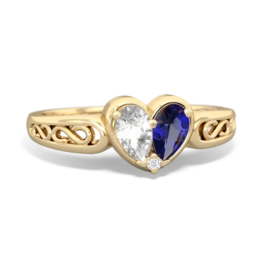 White Topaz Genuine White Topaz with Lab Created Sapphire filligree Heart ring Ring
