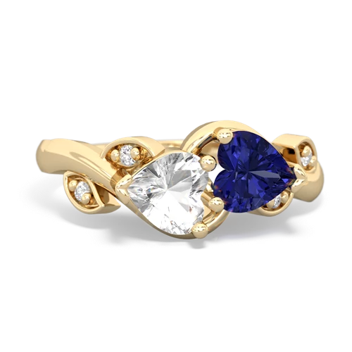 White Topaz Genuine White Topaz with Lab Created Sapphire Floral Elegance ring Ring