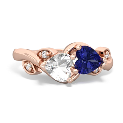 white topaz-lab sapphire floral keepsake ring