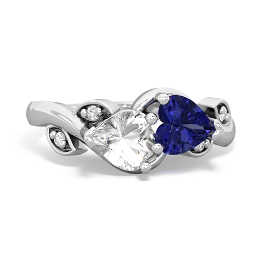 white topaz-lab sapphire floral keepsake ring