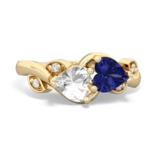 white topaz-lab sapphire floral keepsake ring