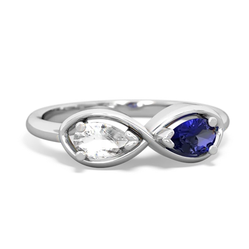 white topaz-lab sapphire infinity ring