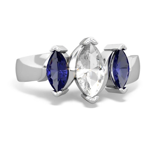 White Topaz Genuine White Topaz with Lab Created Sapphire and Genuine Black Onyx Three Peeks ring Ring